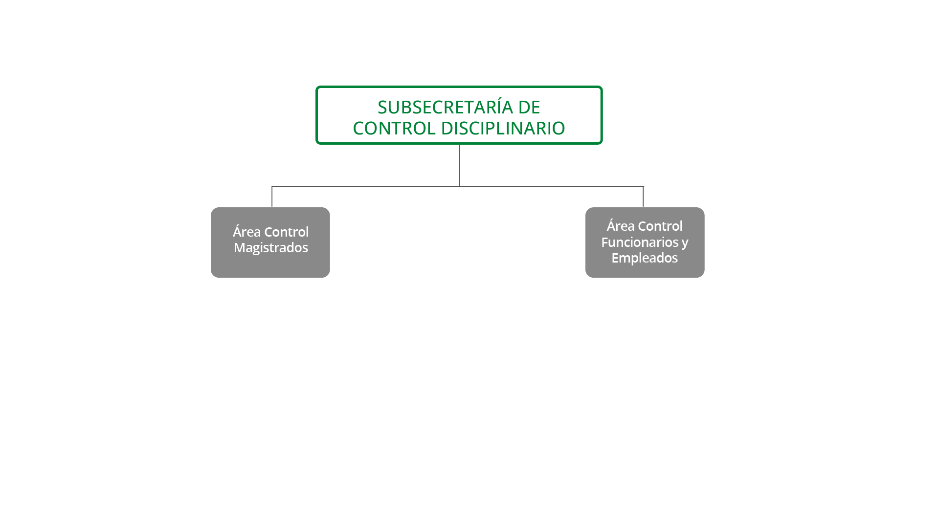 La Subsecretaría de Control Disciplinario está compuesta por dos áreas, una de Control de Magistrados y otra de Control de Funcionarios y Empleados